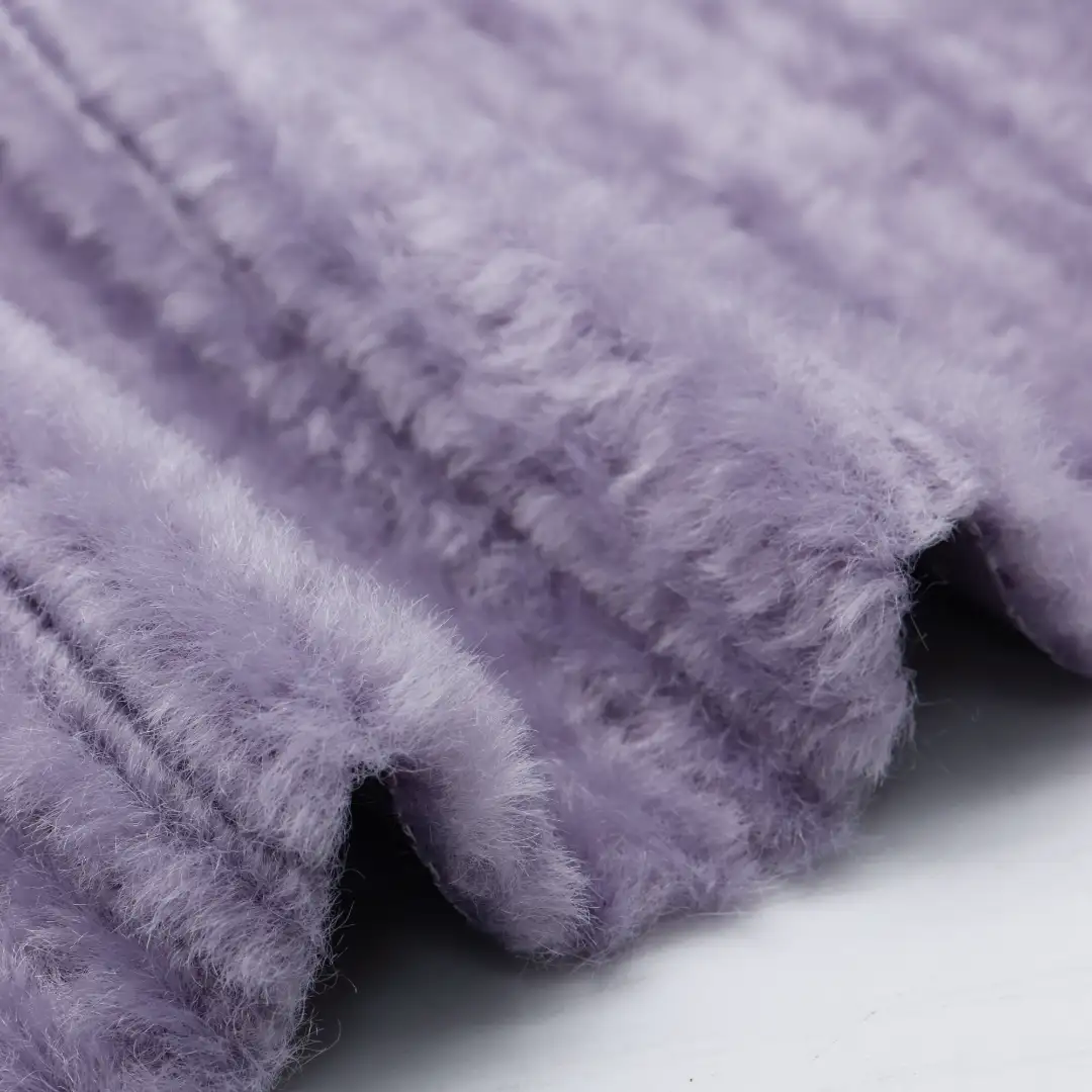 China Fabric for Crop Top Fake Fur Knit Fabric Polyester purple color buy from China wholesaler bulk order at wholesale price free worldwide shipping Alibaba