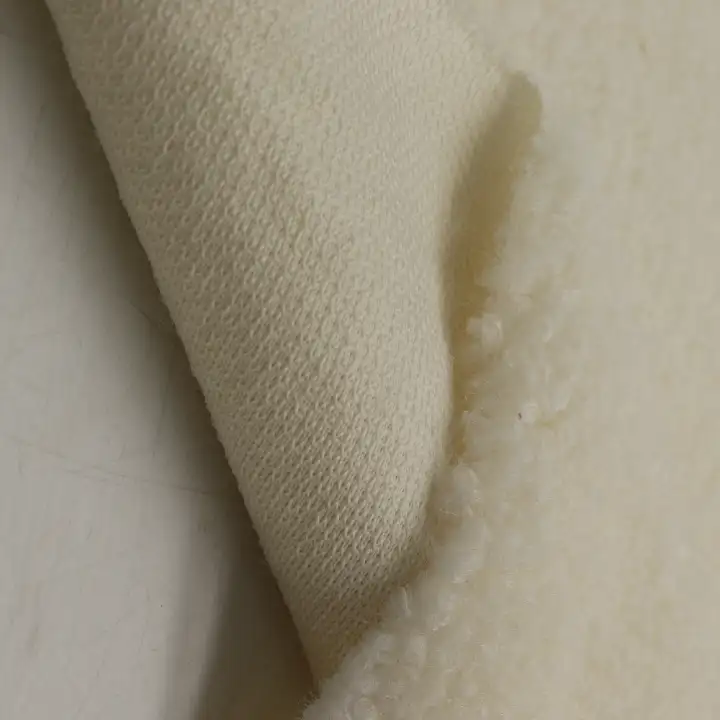 China Fabric for Crop Top Teddy Knit Fabric Polyester Milky white color buy from China wholesaler bulk order at wholesale price free worldwide shipping Alibaba