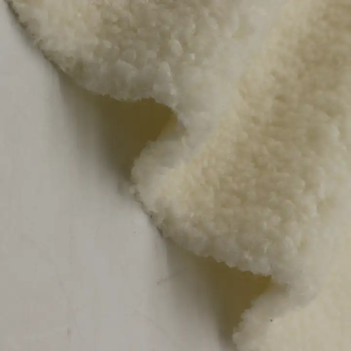 China Fabric for Crop Top Teddy Knit Fabric Polyester Milky white color buy from China wholesaler bulk order at wholesale price free worldwide shipping Alibaba