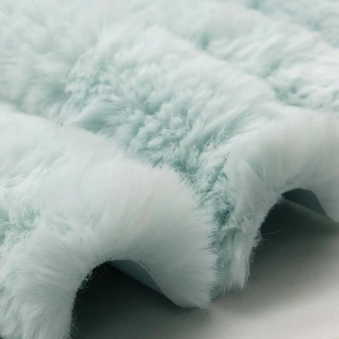 China Fabric for Crop Top Fake Fur Knit Fabric Polyester Lake blue color buy from China wholesaler bulk order at wholesale price free worldwide shipping Alibaba