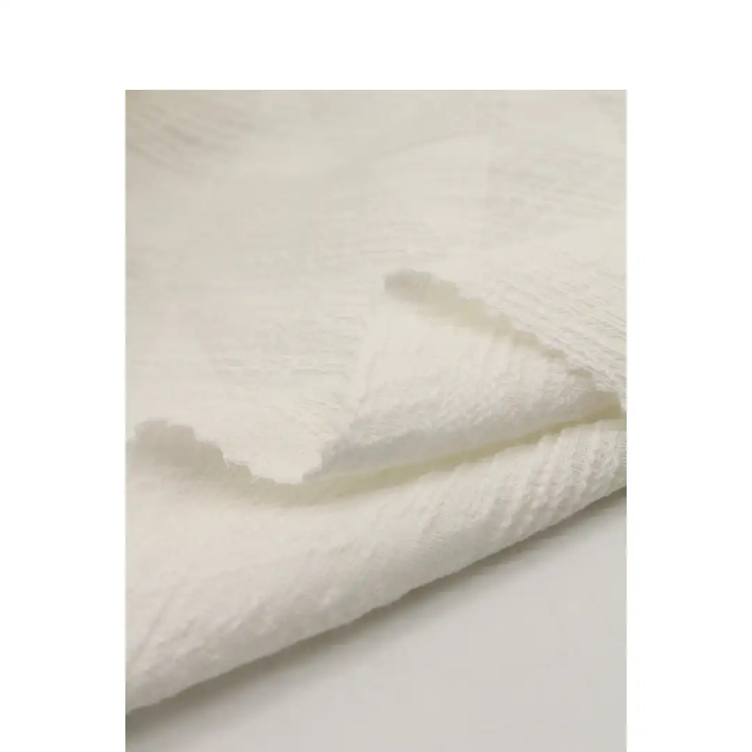 China Fabric for Blouse,Crop Top Cotton/Rayon Jacquard Woven Blended Fabric Cotton Rayon Linen white color buy from China wholesaler bulk order at wholesale price free worldwide shipping Alibaba