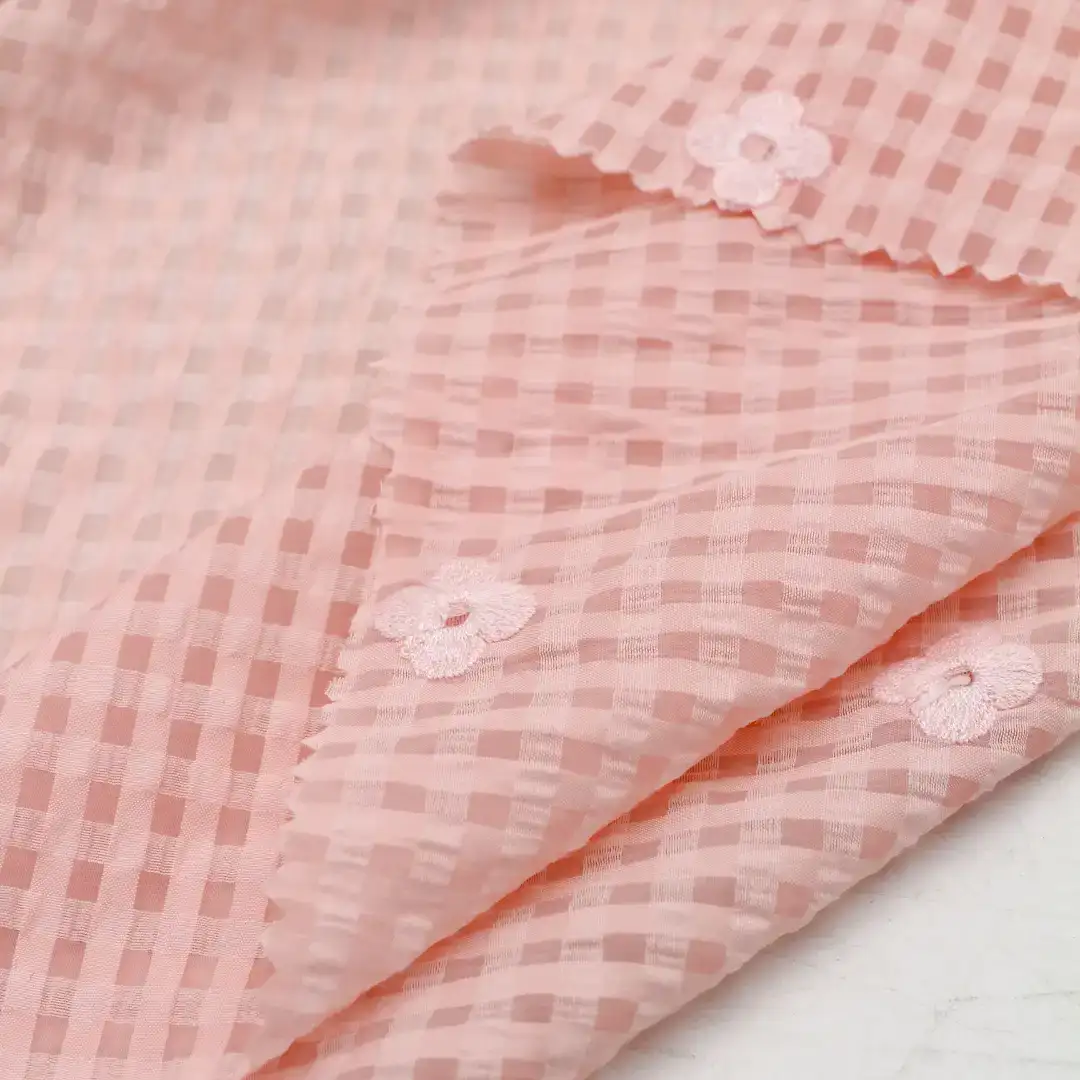 China Fabric for Blouse,Skirt Schiffli Synthetic Woven Fabric Nylon Polyester Tencel pink color buy from China wholesaler bulk order at wholesale price free worldwide shipping Alibaba