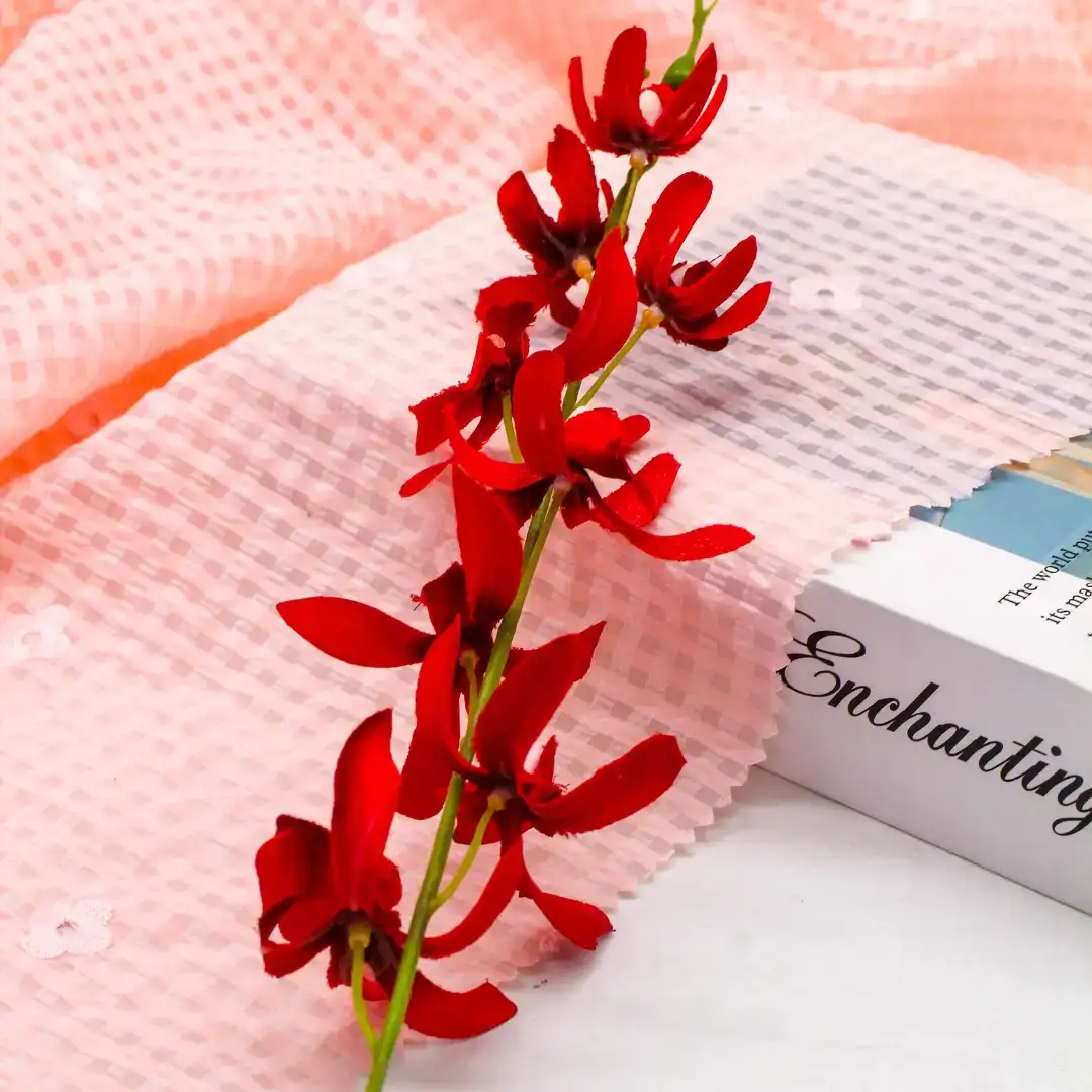 China Fabric for Blouse,Skirt Schiffli Synthetic Woven Fabric Nylon Polyester Tencel pink color buy from China wholesaler bulk order at wholesale price free worldwide shipping Alibaba