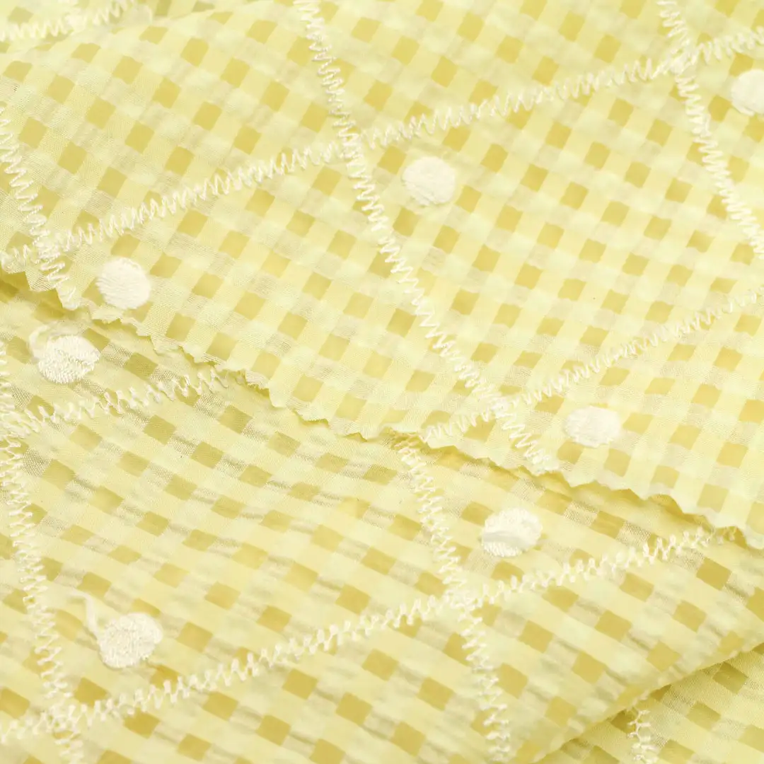 China Fabric for Blouse,Skirt Schiffli Synthetic Woven Fabric Nylon Polyester Tencel yellow color buy from China wholesaler bulk order at wholesale price free worldwide shipping Alibaba