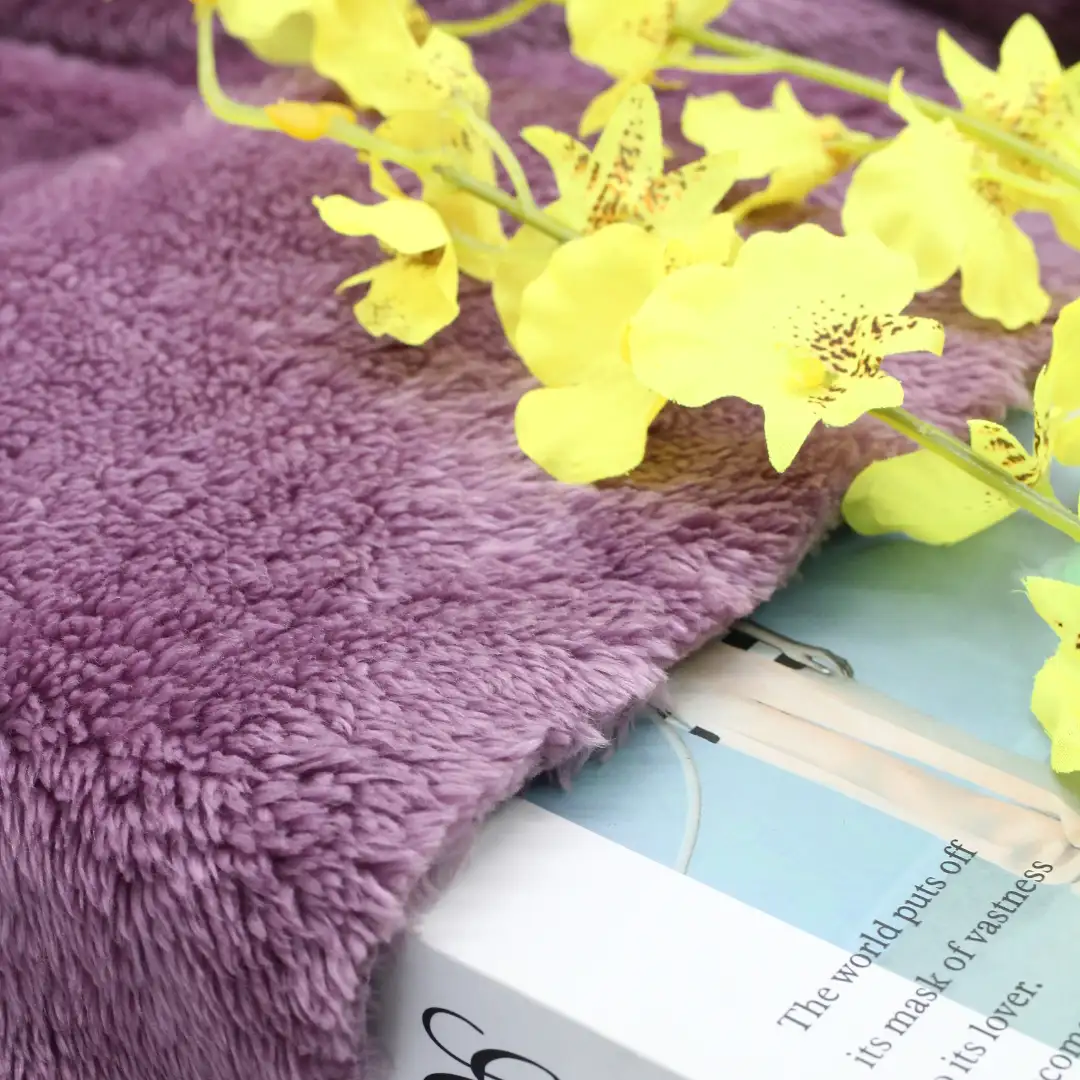 China Fabric for Crop Top,Loungewear Double-side fleece Knit Fabric Polyester purple color buy from China wholesaler bulk order at wholesale price free worldwide shipping Alibaba