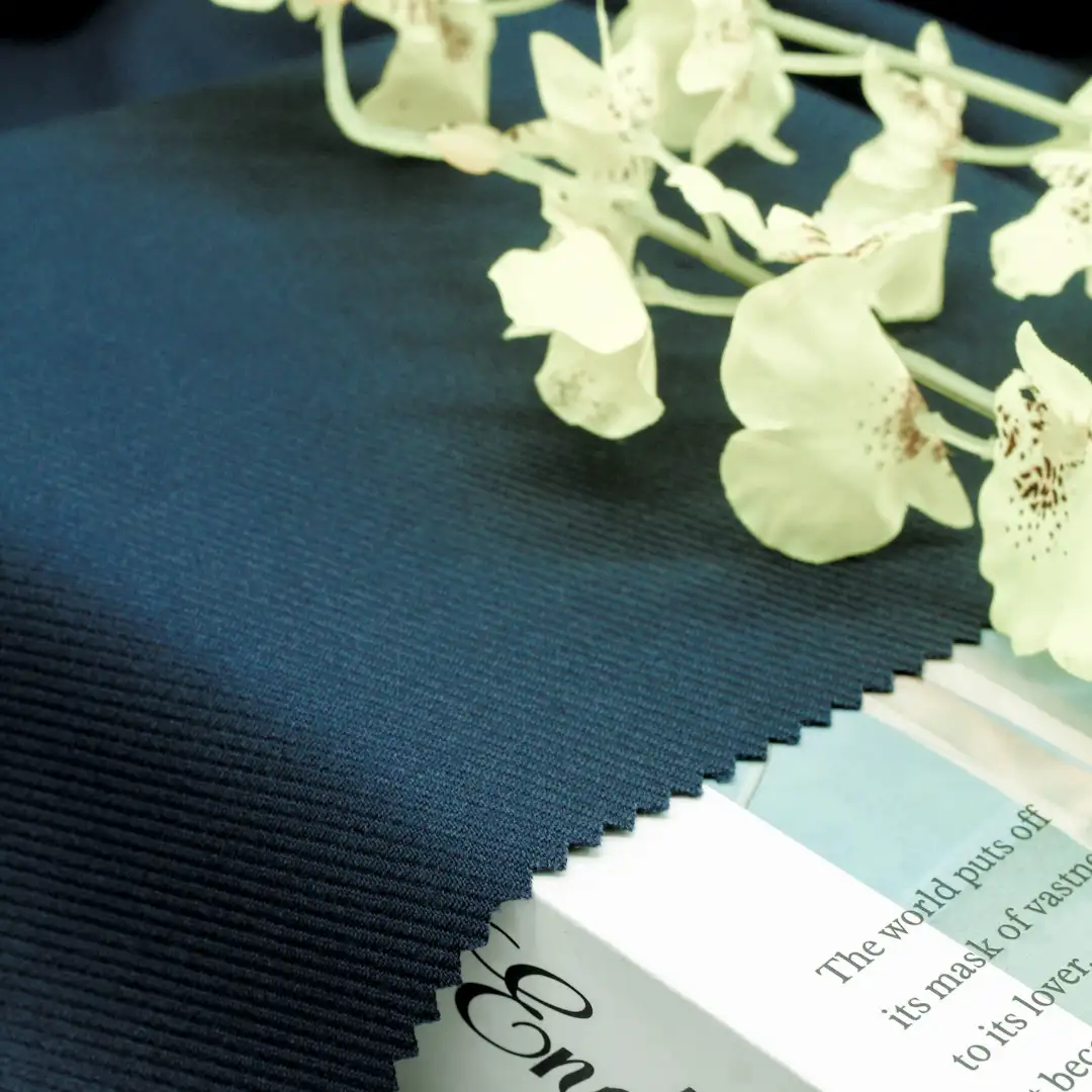 China Fabric for Blazer,Suit Cavalry Twill Woven Blended Fabric Polyester Rayon Spandex Dark blue color buy from China wholesaler bulk order at wholesale price free worldwide shipping Alibaba