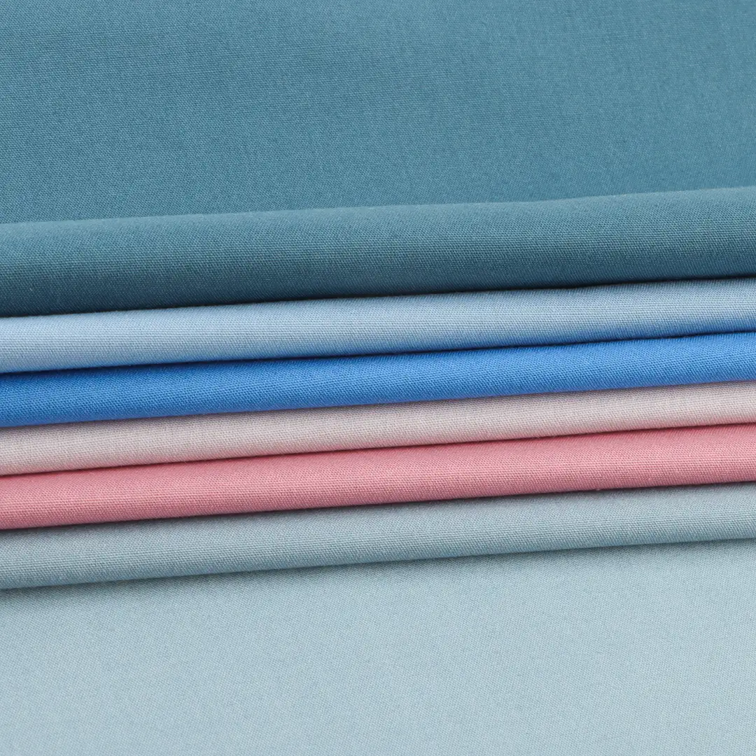 China Fabric for Pants,Skirt Poplin Woven Blended Fabric Polyester Cotton Cyan Ligh-blue Cerulean Pink Punch Grey-blue color buy from China wholesaler bulk order at wholesale price free worldwide shipping Alibaba