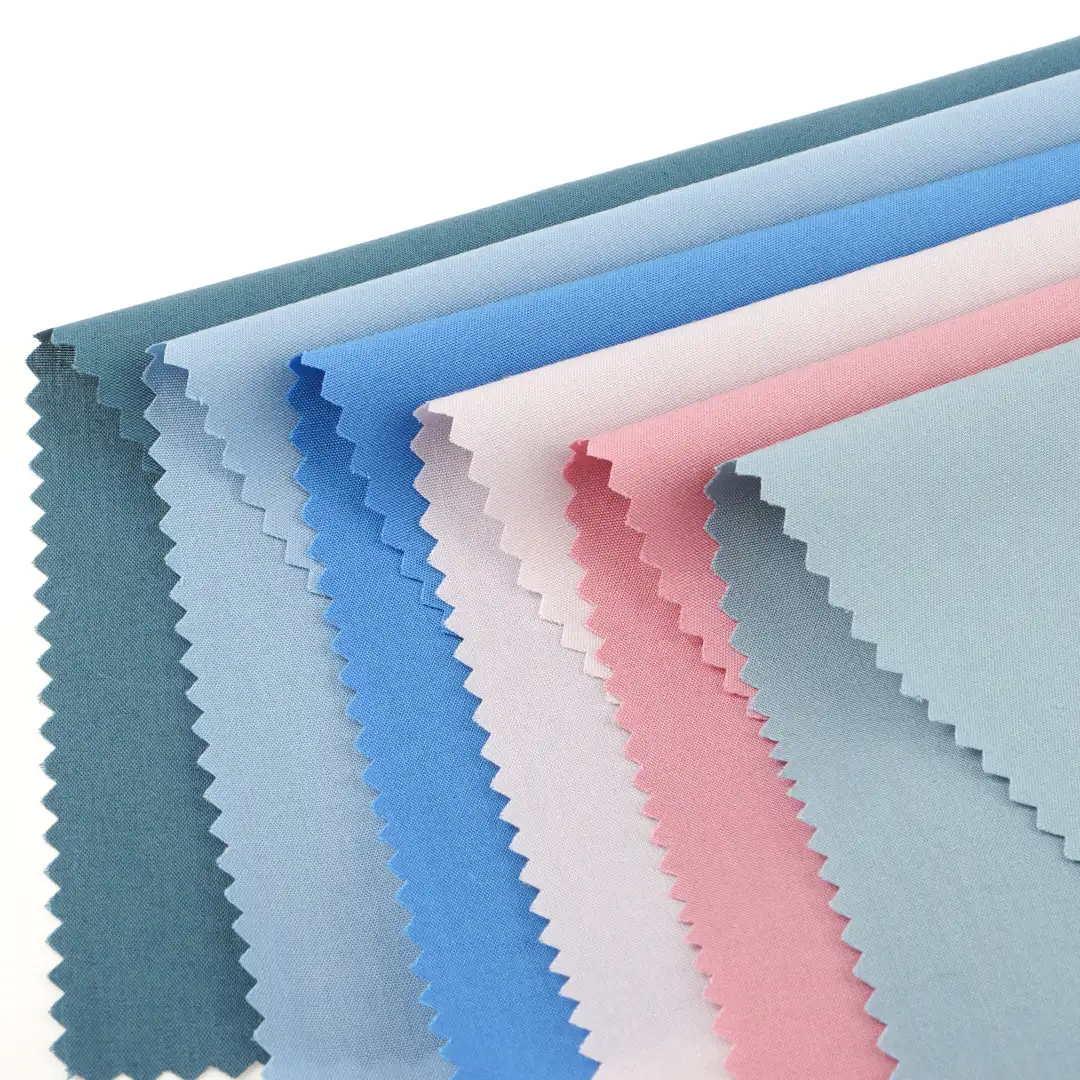 China Fabric for Pants,Skirt Poplin Woven Blended Fabric Polyester Cotton Cyan Ligh-blue Cerulean Pink Punch Grey-blue color buy from China wholesaler bulk order at wholesale price free worldwide shipping Alibaba