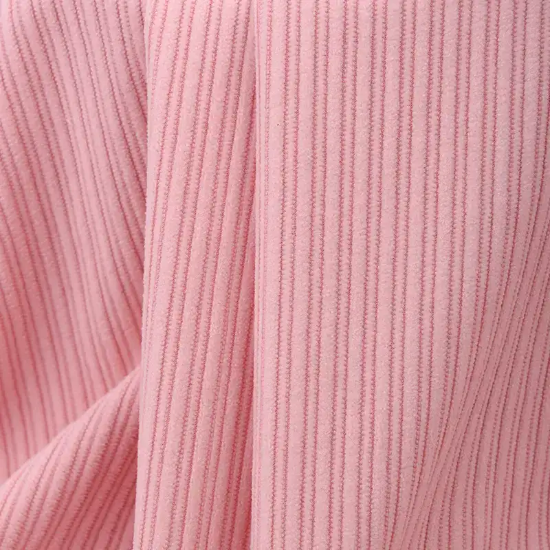 China Fabric for Shirt,Pants,Polo Shirt,Blouse,Pajamas,Open Cardigan ,Shirt Long Sleeve Zipper ,Shirt Half Sleeve Button ,Crew Neck Pullover ,Loungewear,Sweatshirt knitted Corduroy Knit Fabric Polyester Pink color buy from China wholesaler bulk order at wholesale price free worldwide shipping Alibaba