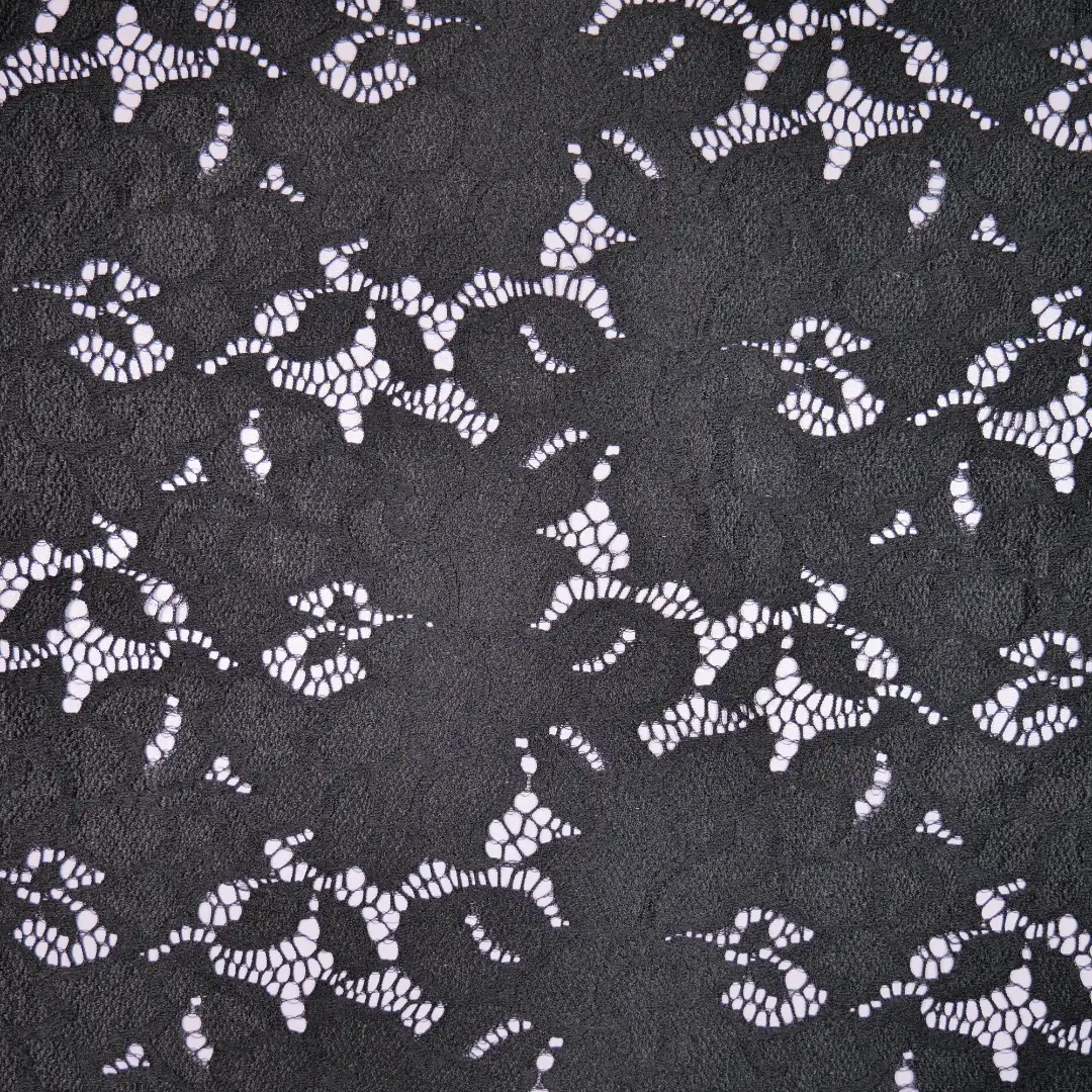 China Fabric for Blouse,Crop Top,Skirt Lace Knit Fabric Nylon Spandex Black color buy from China wholesaler bulk order at wholesale price free worldwide shipping Alibaba