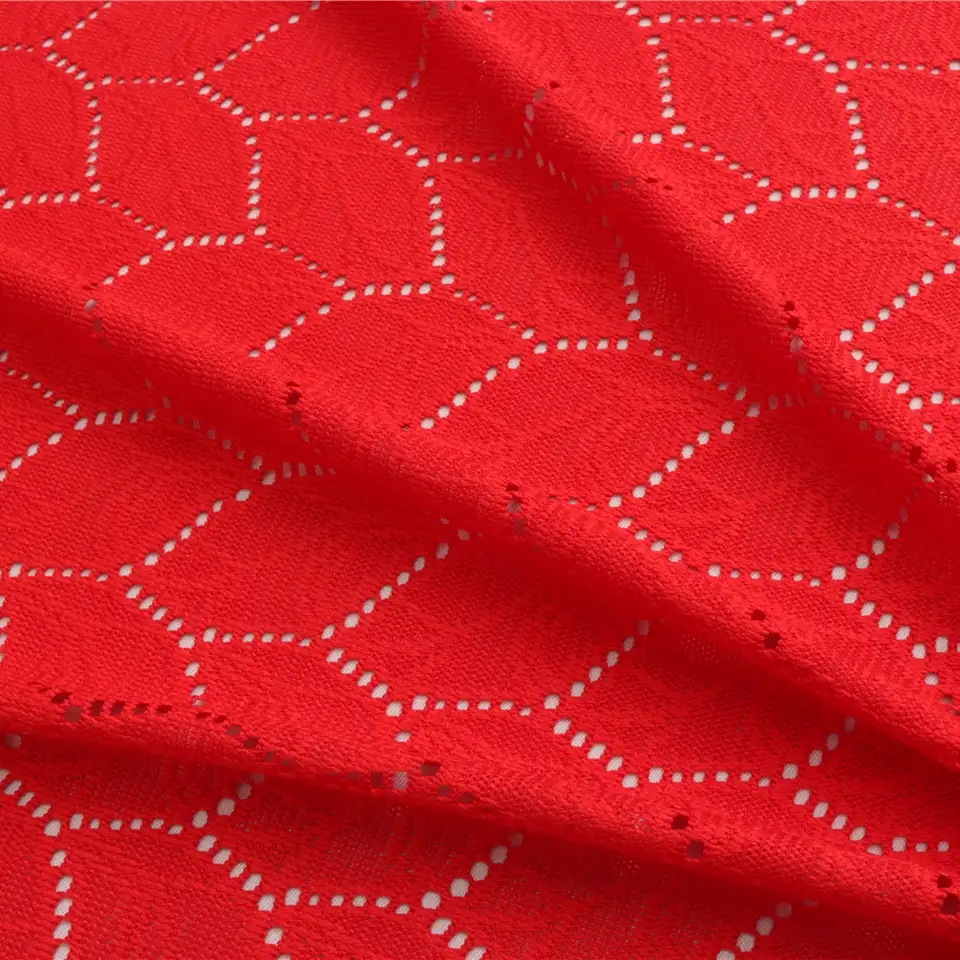 China Fabric for Blouse,Skirt Lace Knit Fabric Polyester red color buy from China wholesaler bulk order at wholesale price free worldwide shipping Alibaba