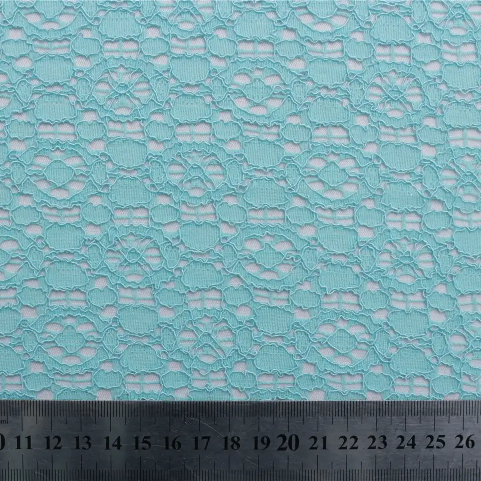 China Fabric for Blouse,T-shirt ,Skirt  Lace Knit Fabric Cotton Nylon Rayon blue color buy from China wholesaler bulk order at wholesale price free worldwide shipping Alibaba