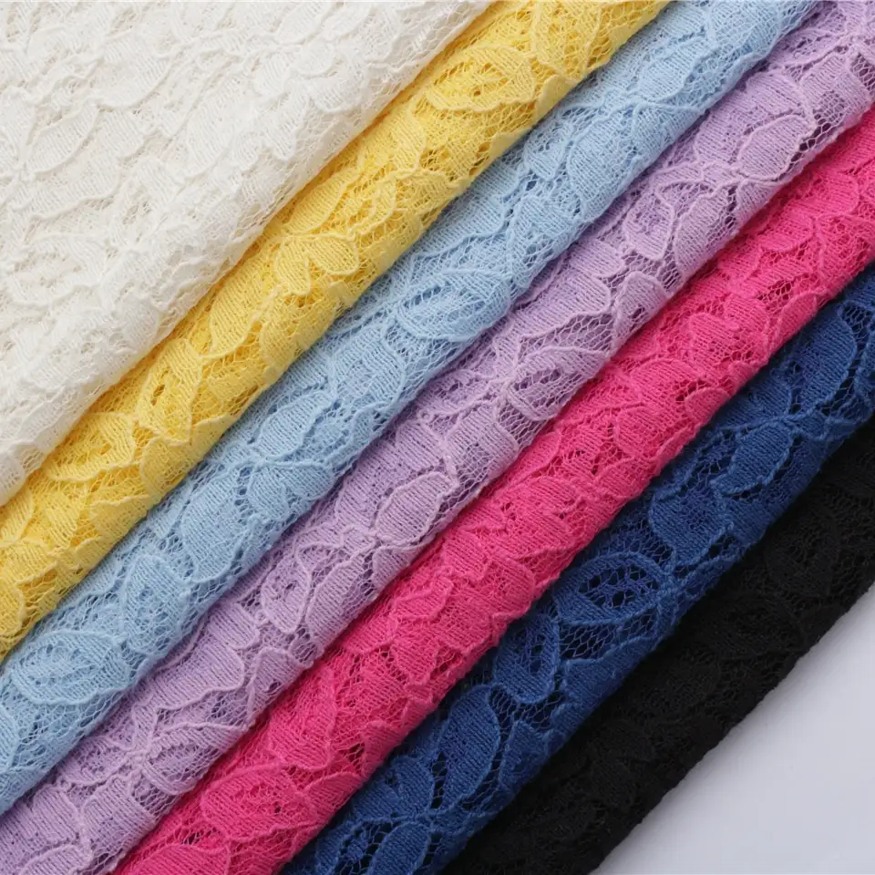 China Fabric for Skirt,T-shirt ,Skirt  Lace Knit Fabric Cotton Nylon pink color buy from China wholesaler bulk order at wholesale price free worldwide shipping Alibaba