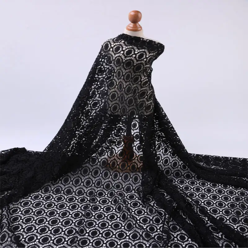China Fabric for Shirt,Blouse,Skirt  Lace Knit Fabric Nylon Spandex black color buy from China wholesaler bulk order at wholesale price free worldwide shipping Alibaba