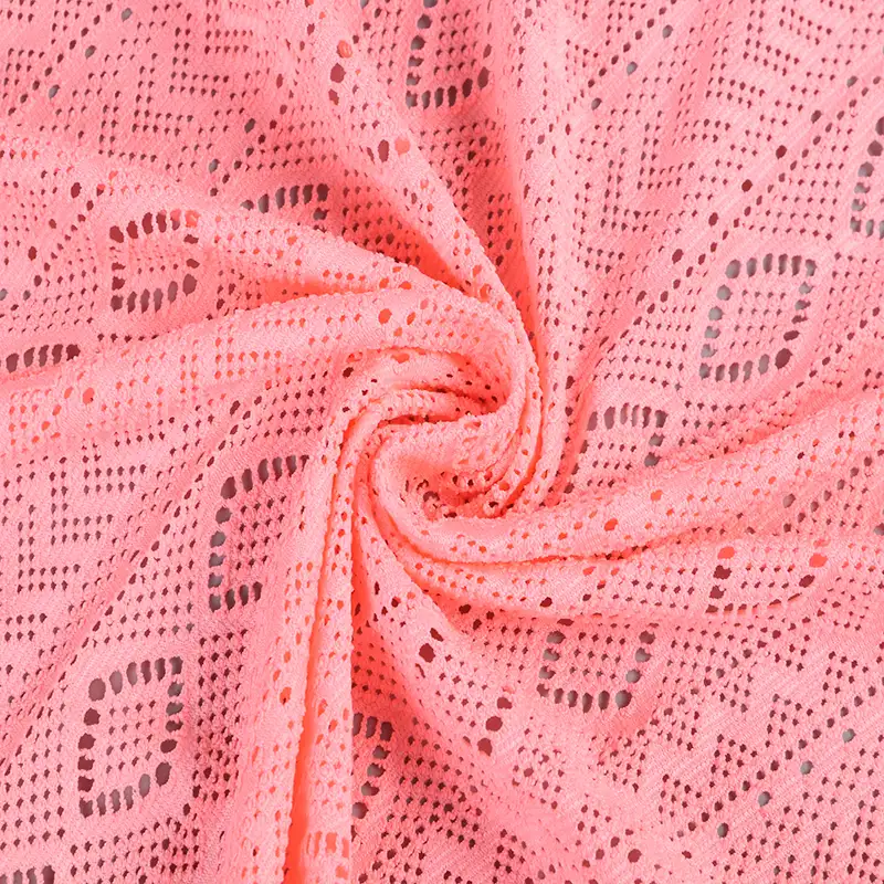China Fabric for Shirt,Blouse,T-shirt ,Skirt  Lace Knit Fabric Polyester Spandex pink color buy from China wholesaler bulk order at wholesale price free worldwide shipping Alibaba