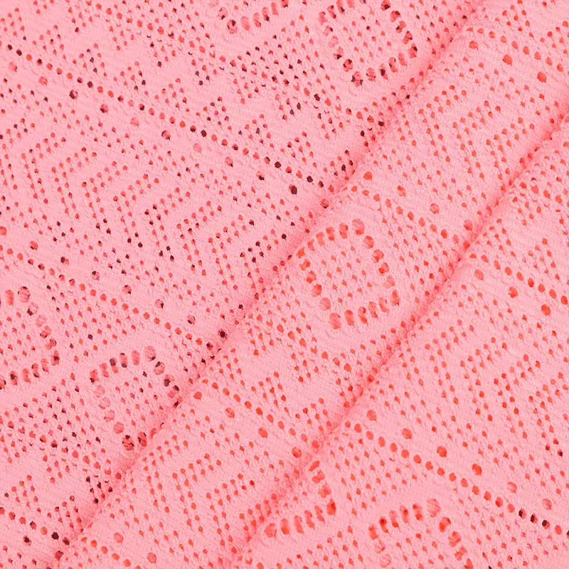 China Fabric for Shirt,Blouse,T-shirt ,Skirt  Lace Knit Fabric Polyester Spandex pink color buy from China wholesaler bulk order at wholesale price free worldwide shipping Alibaba