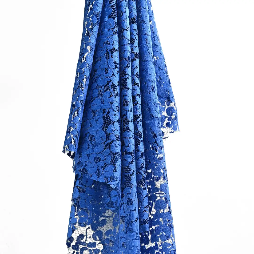 China Fabric for Shirt,T-Shirt,Blouse,Skirt  Lace Knit Fabric Polyester blue color buy from China wholesaler bulk order at wholesale price free worldwide shipping Alibaba