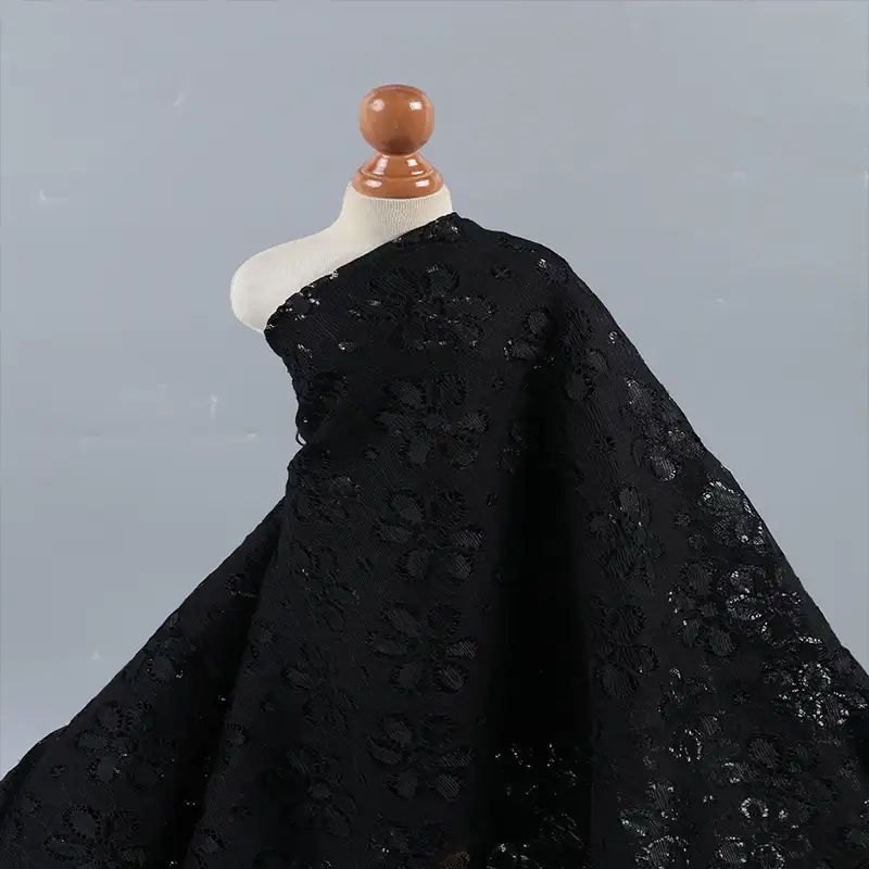 China Fabric for Shirt,Blouse,Skirt,Skirt  Lace Knit Fabric Nylon Polyester black color buy from China wholesaler bulk order at wholesale price free worldwide shipping Alibaba