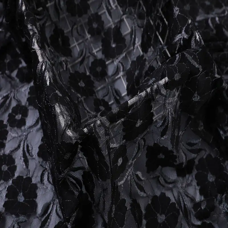 China Fabric for Shirt,Blouse,T-shirt ,Skirt  Lace Knit Fabric Nylon Spandex Lurex black color buy from China wholesaler bulk order at wholesale price free worldwide shipping Alibaba