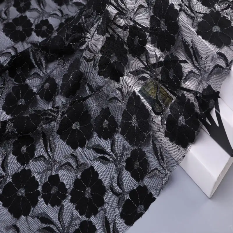 China Fabric for Shirt,Blouse,T-shirt ,Skirt  Lace Knit Fabric Nylon Spandex Lurex black color buy from China wholesaler bulk order at wholesale price free worldwide shipping Alibaba