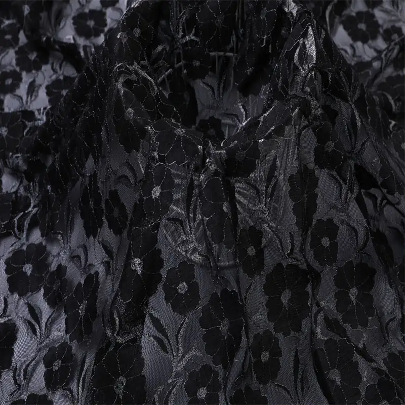 China Fabric for Shirt,Blouse,T-shirt ,Skirt  Lace Knit Fabric Nylon Spandex Lurex black color buy from China wholesaler bulk order at wholesale price free worldwide shipping Alibaba