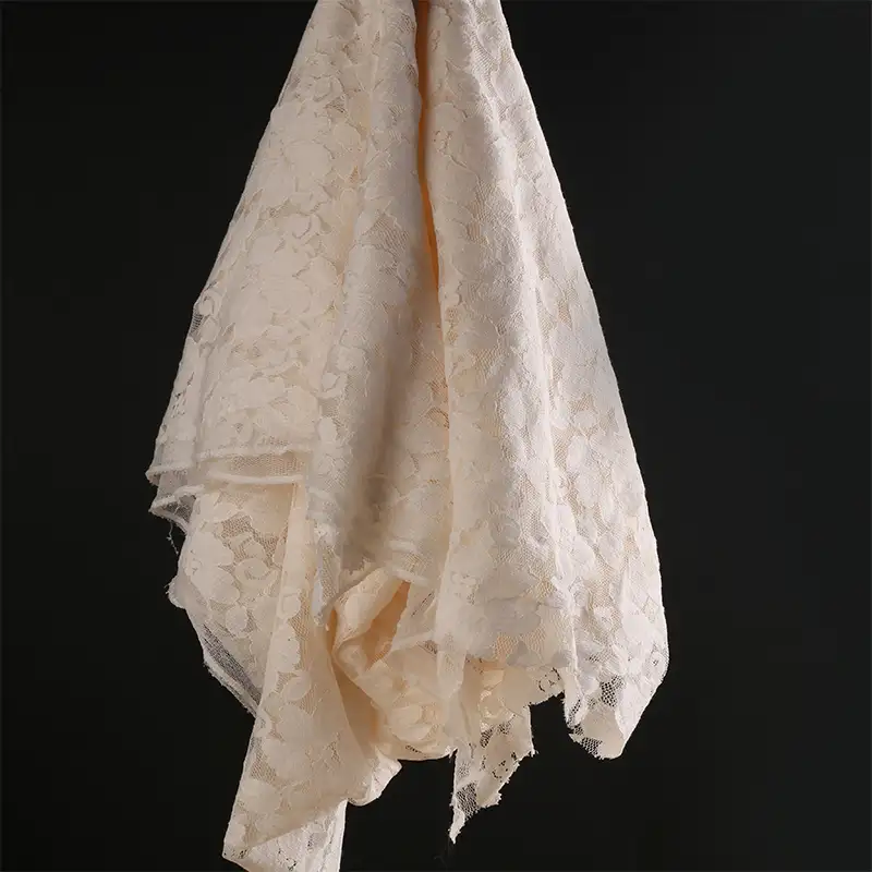 China Fabric for Shirt,T-Shirt,Blouse,Skirt  Lace Knit Fabric Cotton Nylon white color buy from China wholesaler bulk order at wholesale price free worldwide shipping Alibaba