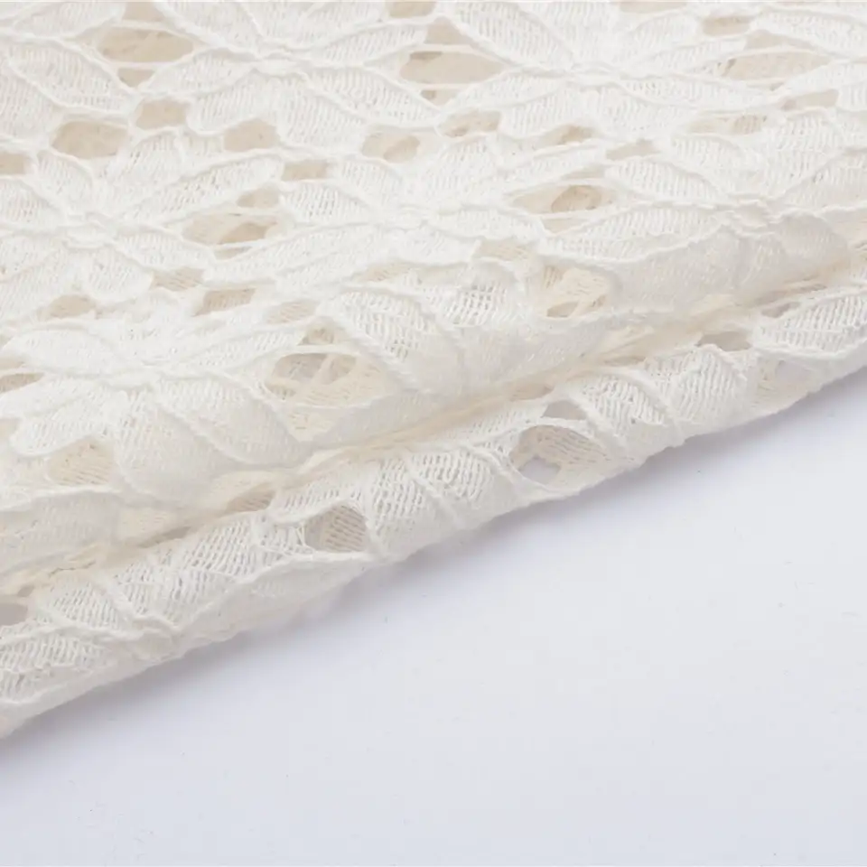 China Fabric for Shirt,Blouse,T-shirt ,Skirt  Lace Knit Fabric Cotton Polyester white color buy from China wholesaler bulk order at wholesale price free worldwide shipping Alibaba