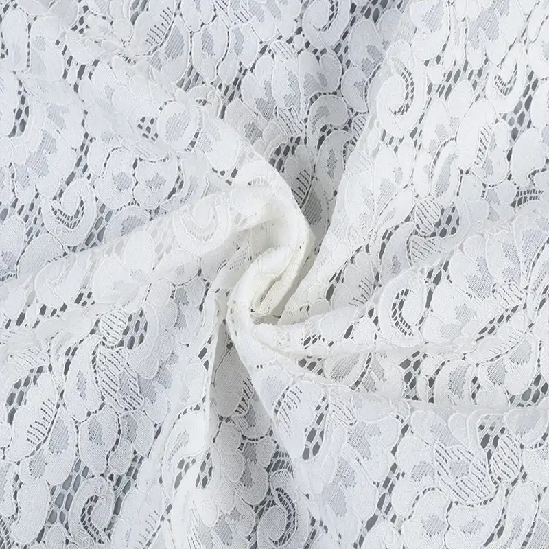 China Fabric for Blouse,Skirt,T-shirt ,Skirt  Lace Knit Fabric Cotton Nylon Rayon white color buy from China wholesaler bulk order at wholesale price free worldwide shipping Alibaba