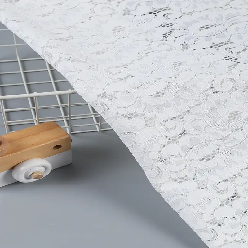 China Fabric for Blouse,Skirt,T-shirt ,Skirt  Lace Knit Fabric Cotton Nylon Rayon white color buy from China wholesaler bulk order at wholesale price free worldwide shipping Alibaba