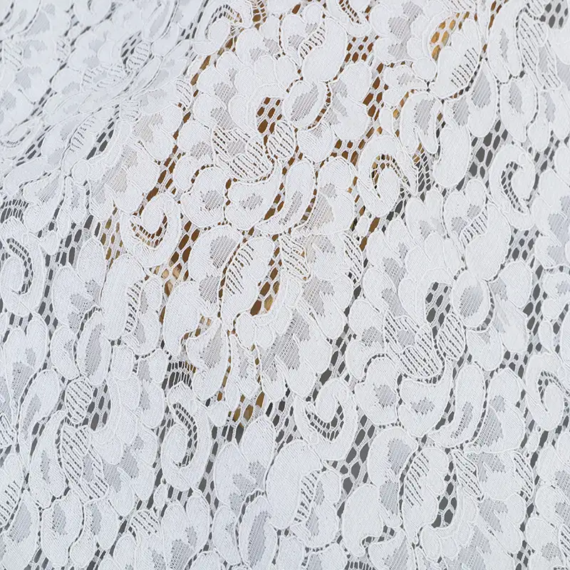 China Fabric for Blouse,Skirt,T-shirt ,Skirt  Lace Knit Fabric Cotton Nylon Rayon white color buy from China wholesaler bulk order at wholesale price free worldwide shipping Alibaba
