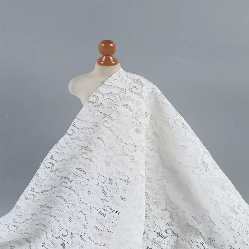 China Fabric for Blouse,Skirt,T-shirt ,Skirt  Lace Knit Fabric Cotton Nylon Rayon white color buy from China wholesaler bulk order at wholesale price free worldwide shipping Alibaba