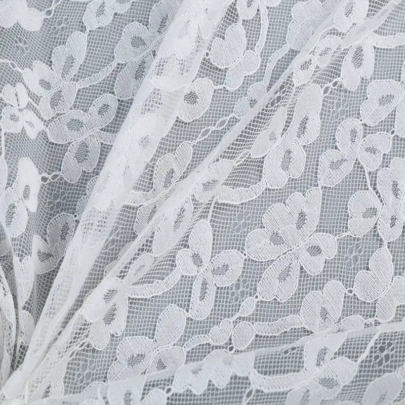 China Fabric for Blouse,T-shirt ,Skirt  Lace Knit Fabric Cotton Nylon Rayon white color buy from China wholesaler bulk order at wholesale price free worldwide shipping Alibaba
