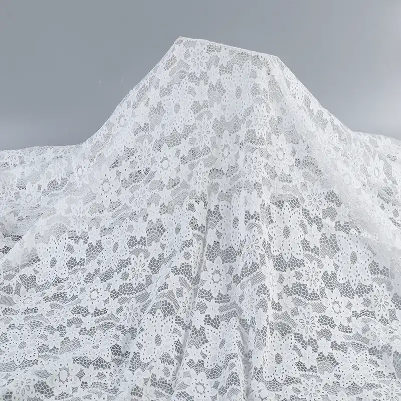 China Fabric for Blouse,Skirt,Skirt  Lace Knit Fabric Nylon Cotton Rayon white color buy from China wholesaler bulk order at wholesale price free worldwide shipping Alibaba