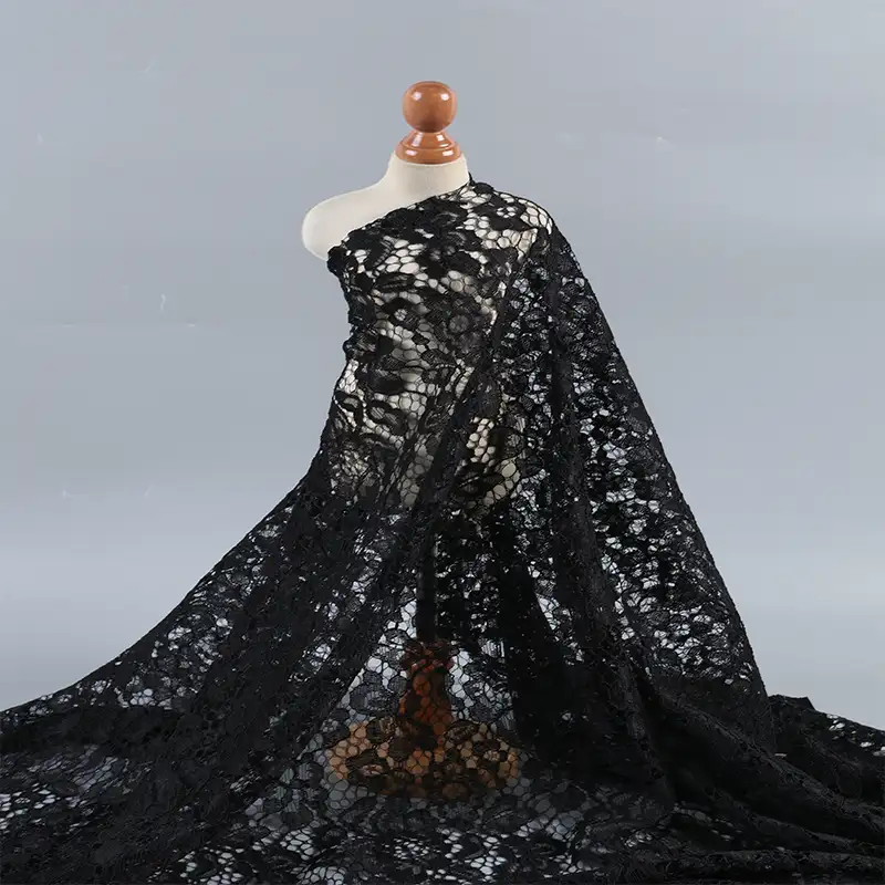 China Fabric for Shirt,Blouse,Skirt,Skirt  Lace Knit Fabric Polyester black color buy from China wholesaler bulk order at wholesale price free worldwide shipping Alibaba