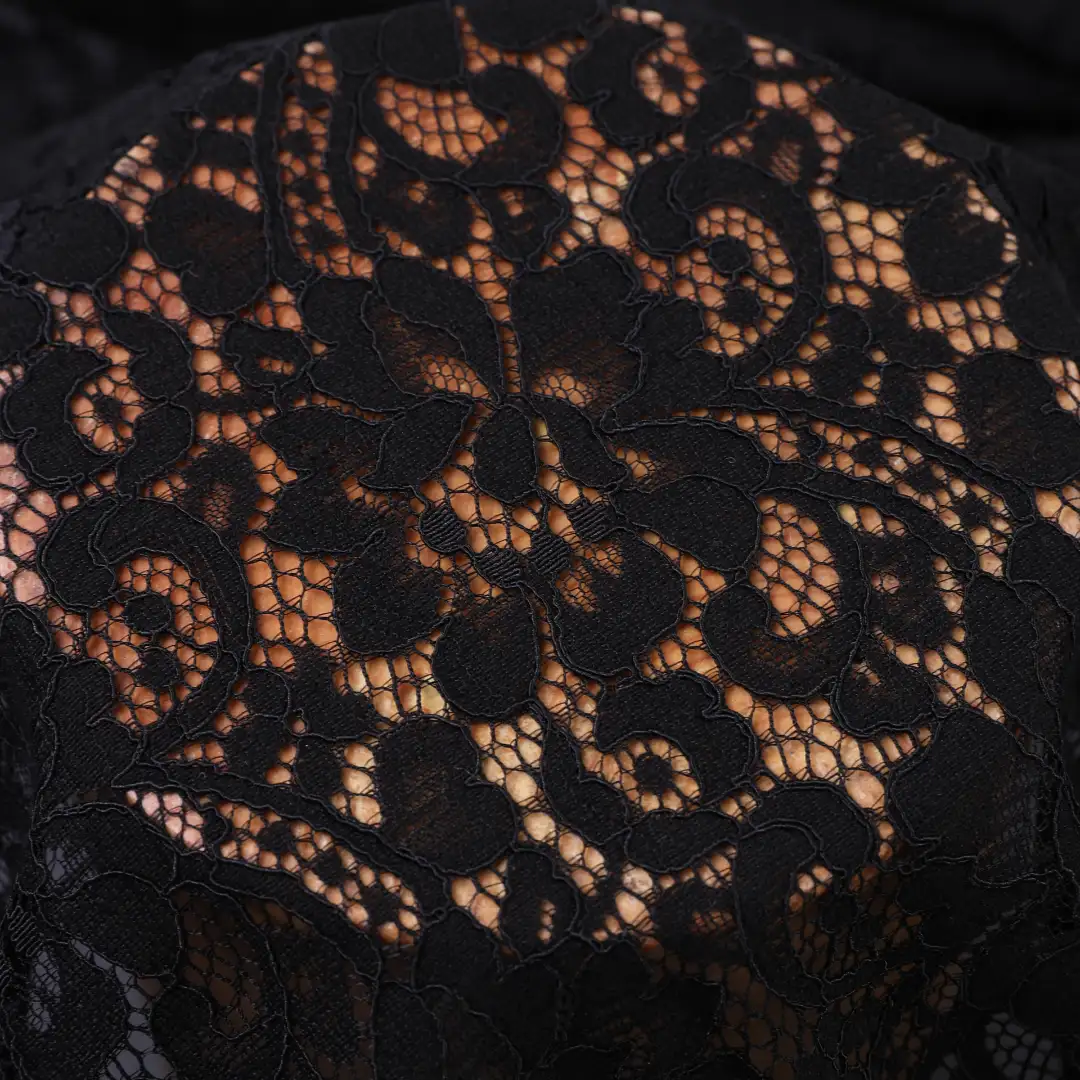 China Fabric for Blouse,Skirt,Skirt  Lace Knit Fabric Cotton Nylon Rayon black color buy from China wholesaler bulk order at wholesale price free worldwide shipping Alibaba
