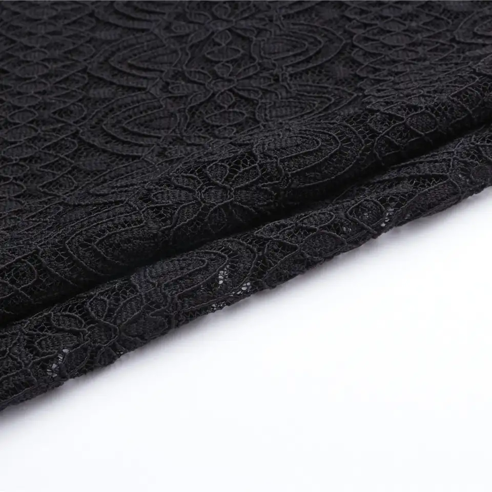 China Fabric for Shirt,T-Shirt,Blouse,Skirt  Lace Knit Fabric Nylon Spandex black color buy from China wholesaler bulk order at wholesale price free worldwide shipping Alibaba