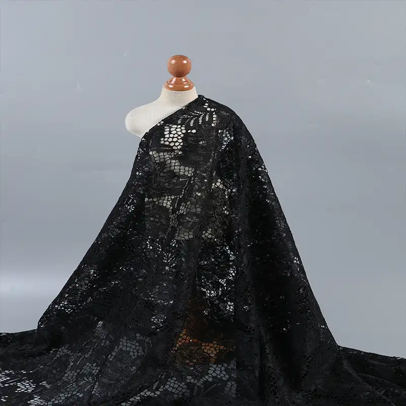 China Fabric for Shirt,Blouse,Skirt,Skirt  Lace Knit Fabric Polyester black color buy from China wholesaler bulk order at wholesale price free worldwide shipping Alibaba