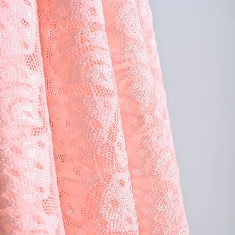 China Fabric for Shirt,Blouse,Skirt,Skirt  Lace Knit Fabric Nylon Spandex pink color buy from China wholesaler bulk order at wholesale price free worldwide shipping Alibaba