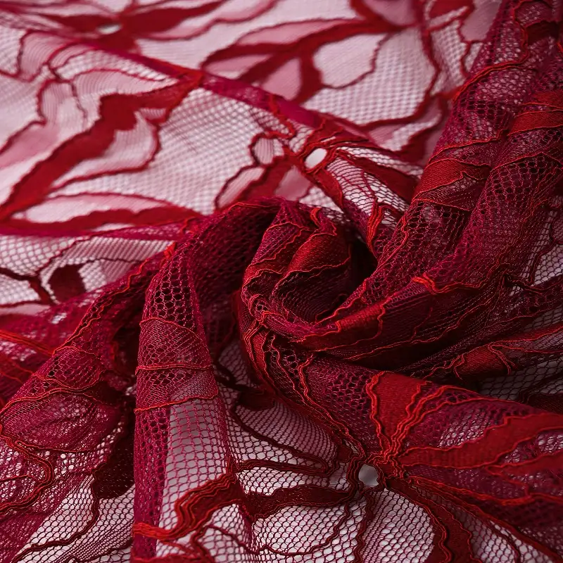 China Fabric for Shirt,T-Shirt,Blouse,Skirt  Lace Knit Fabric Nylon Cotton Rayon red color buy from China wholesaler bulk order at wholesale price free worldwide shipping Alibaba