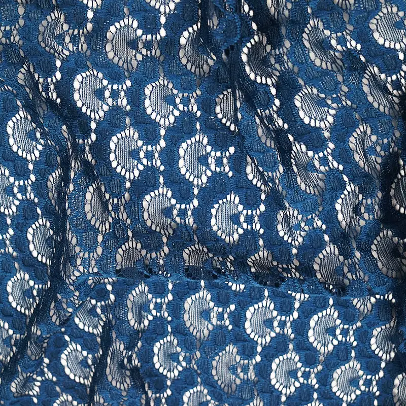 China Fabric for Shirt,Blouse,Skirt  Lace Knit Fabric Nylon Spandex blue color buy from China wholesaler bulk order at wholesale price free worldwide shipping Alibaba