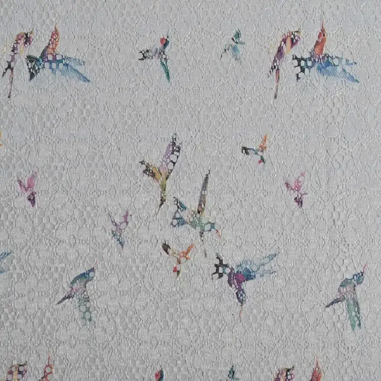 China Fabric for Shirt,Blouse,Skirt  Lace Knit Fabric Polyester white color buy from China wholesaler bulk order at wholesale price free worldwide shipping Alibaba