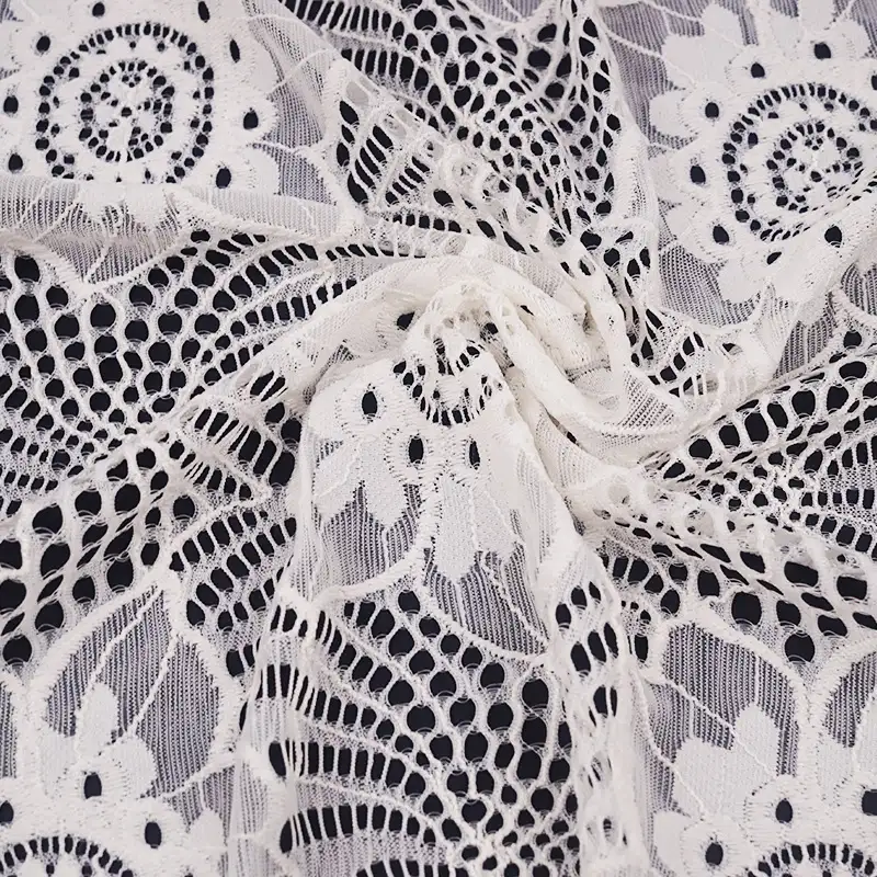 China Fabric for Shirt,Blouse,Skirt  Lace Knit Fabric Nylon Spandex white color buy from China wholesaler bulk order at wholesale price free worldwide shipping Alibaba