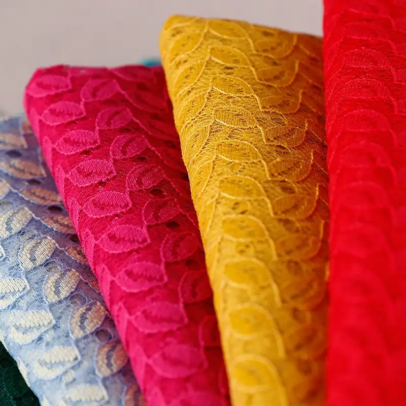 China Fabric for Polo Shirt,Blouse,Skirt,Shirt Long Sleeve Button ,Skirt  Lace Knit Fabric Cotton Nylon Rayon blue color buy from China wholesaler bulk order at wholesale price free worldwide shipping Alibaba