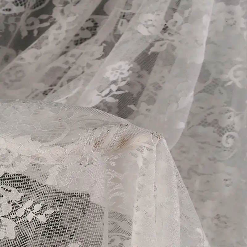 China Fabric for Shirt,Polo Shirt,Blouse,Shirt Long Sleeve Zipper ,Polo T-shirt ,Skirt  Lace Knit Fabric Nylon white color buy from China wholesaler bulk order at wholesale price free worldwide shipping Alibaba