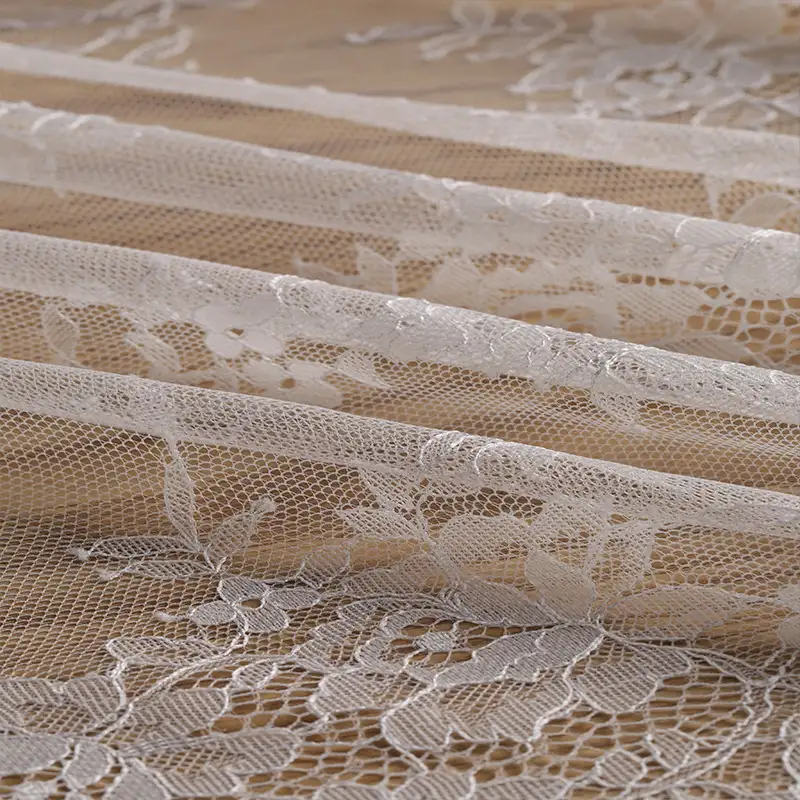 China Fabric for Blouse,Skirt,Shirt Long Sleeve Button ,Dresses (Cardigan Button) ,Skirt  Lace Knit Fabric Nylon white color buy from China wholesaler bulk order at wholesale price free worldwide shipping Alibaba