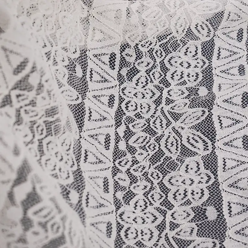 China Fabric for Blouse,Skirt,Shirt Long Sleeve Zipper ,Dresses (Cardigan Open)  Lace Knit Fabric Nylon Spandex white color buy from China wholesaler bulk order at wholesale price free worldwide shipping Alibaba