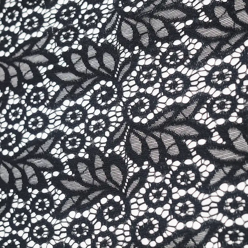 China Fabric for Blouse,Shirt Long Sleeve Button ,Dresses (Cardigan Button) ,Skirt  Lace Knit Fabric Nylon Spandex black color buy from China wholesaler bulk order at wholesale price free worldwide shipping Alibaba