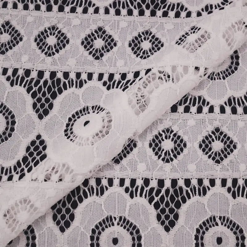 China Fabric for Blouse,Shirt Long Sleeve Button ,Dresses (Cardigan Open) ,Skirt  Lace Knit Fabric Nylon Spandex white color buy from China wholesaler bulk order at wholesale price free worldwide shipping Alibaba
