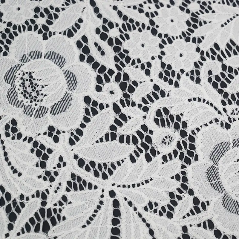 China Fabric for Blouse,Skirt,Shirt Long Sleeve Button ,Polo T-shirt ,Dresses (Cardigan Button)  Lace Knit Fabric Nylon Spandex white color buy from China wholesaler bulk order at wholesale price free worldwide shipping Alibaba