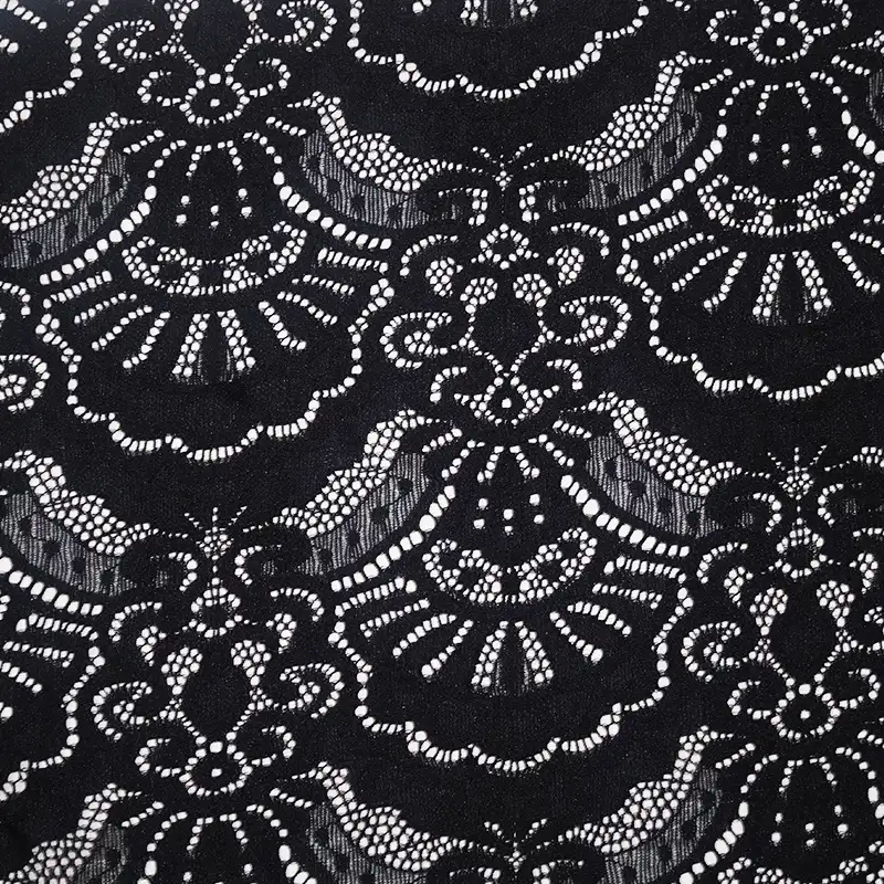 China Fabric for Blouse,Skirt,Shirt Long Sleeve Button ,Dresses (Cardigan Button) ,Skirt  Lace Knit Fabric Nylon Spandex black color buy from China wholesaler bulk order at wholesale price free worldwide shipping Alibaba